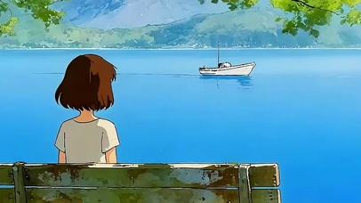 女孩欣赏风景双屏