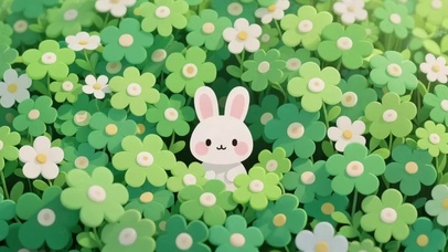 花丛中的小兔子