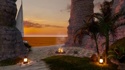 傍晚海边沙滩篝火