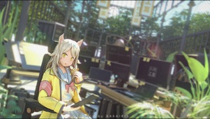 玻璃房里看书的萝莉少女