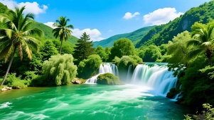 绿色护眼山水溪流