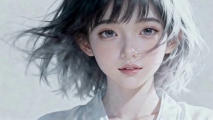 浅灰短发清新二次元美少女
