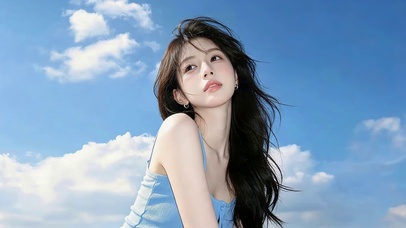 蓝天下可爱女孩