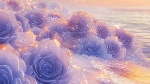 海滩花草景色带鱼屏