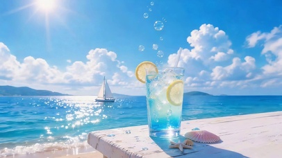 夏日海边柠檬水