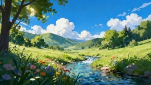 草原河流溪水