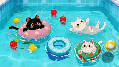 猫咪泳池派对