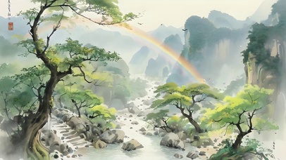 国风水墨山水画