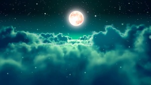 大气震撼绿色粒子云朵星空