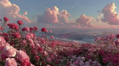 粉色浪漫玫瑰花海海洋