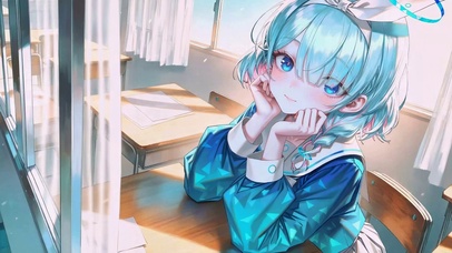 教室蓝发少女阿罗娜