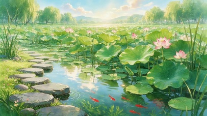 荷花池塘