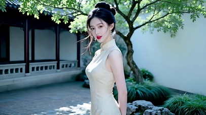 古宅民国风旗袍美女