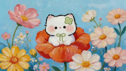 花朵上的猫咪