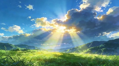 护眼云朵草地