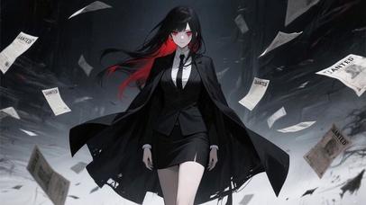 英姿飒爽黑衣女孩