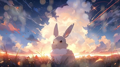 傍晚的兔兔