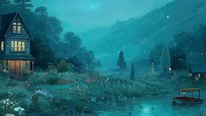 夜景树木带鱼屏