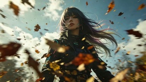 赛博少女踏过漫天枫落