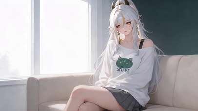 可爱沙发上女孩