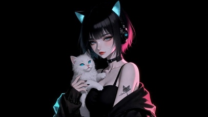 赛博风猫耳少女