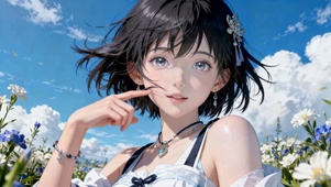 晴空花海清新二次元美少女