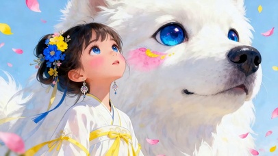 女孩与萌宠狗