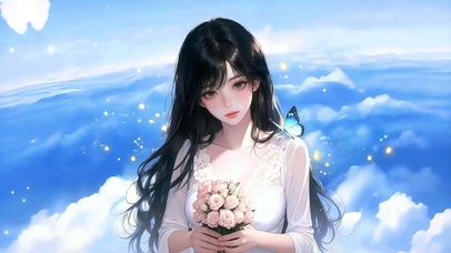 黑发捧花女孩