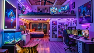 雨夜霓虹电脑公寓