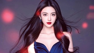 霓虹色彩长发美女