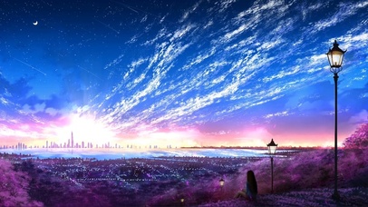 观赏夕阳景色
