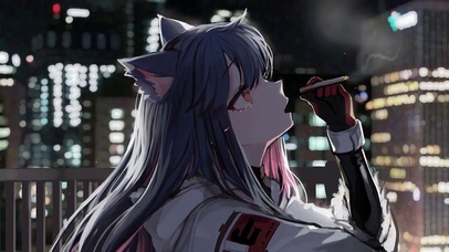 抽烟女孩二次元壁纸图片_动态桌面壁纸图片_动态壁纸下载-元气壁纸