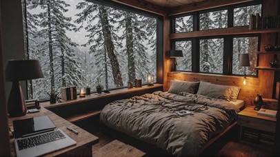 【雪景】山林里的卧室