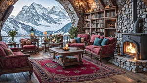 【雪景】雪山石洞客厅