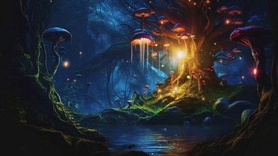 梦境中的绿光森林