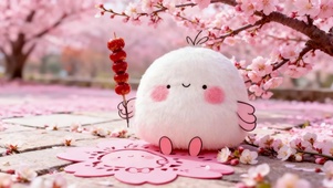 可爱樱花树下小团子