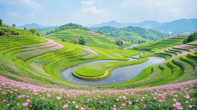 护眼梯田花境