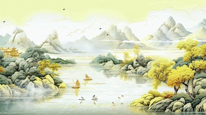 清新山水插画