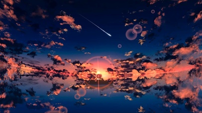 唯美夕阳海上流星