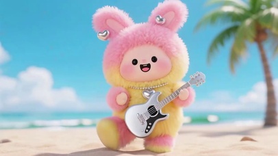 跳舞弹吉他的可爱兔兔