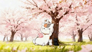 樱花树下猫咪