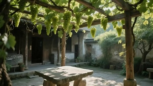清新静谧葡萄小屋院子