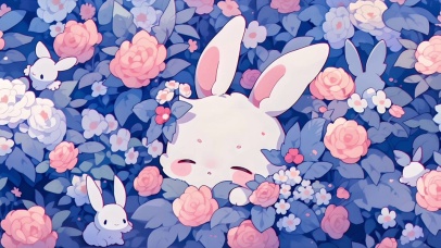 花丛兔子