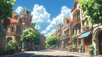 晴天清新城市街景