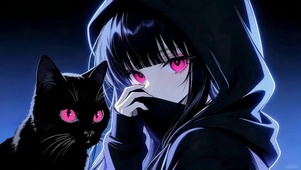 可爱女孩和猫咪