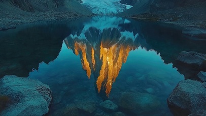 静谧高山湖泊倒影