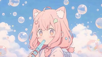 吹泡泡女孩