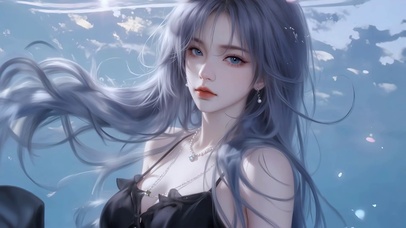 云空水境蓝发美少女