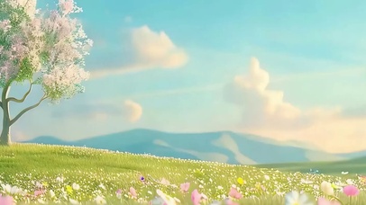 护眼白云树木带鱼屏