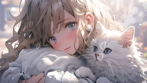 女孩猫咪